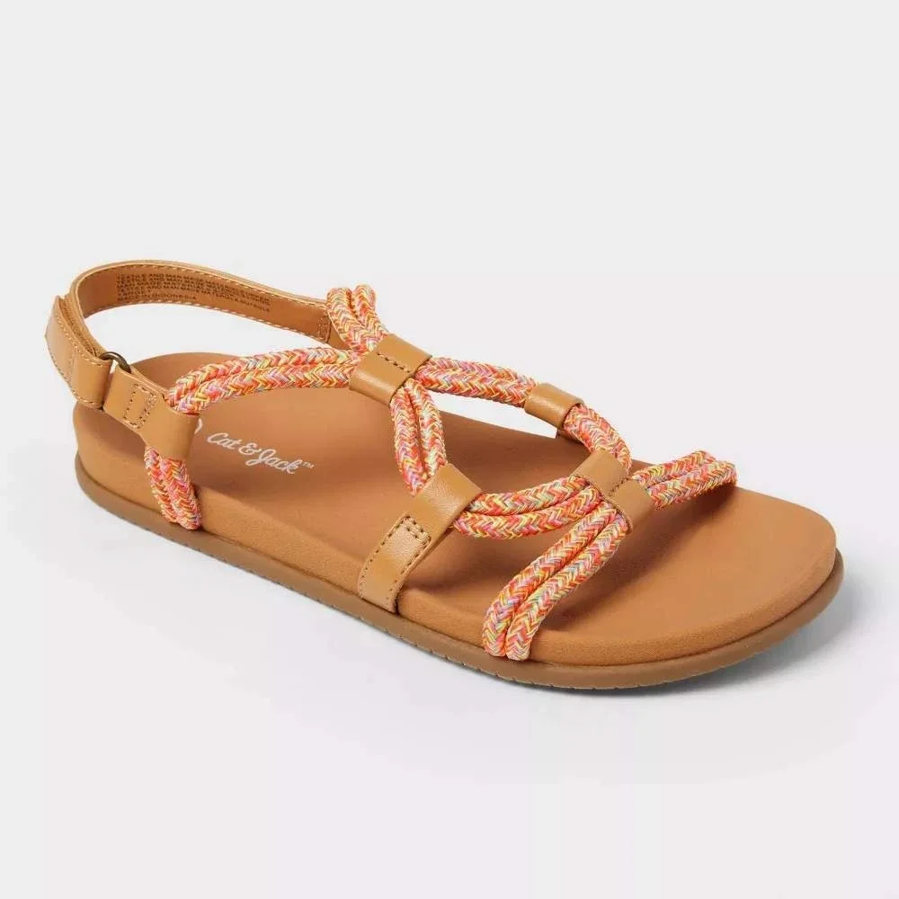 Little Girl Paulie Footbed Sandals by Cat & Jack Multicolor Size 2 New With Tags